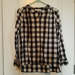 LOFT black & white buffalo check shirt
